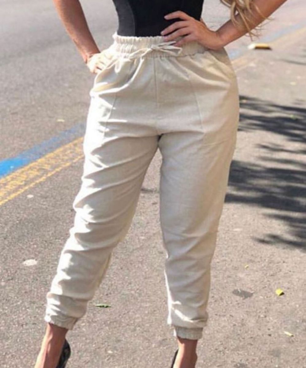 calça jogger linho