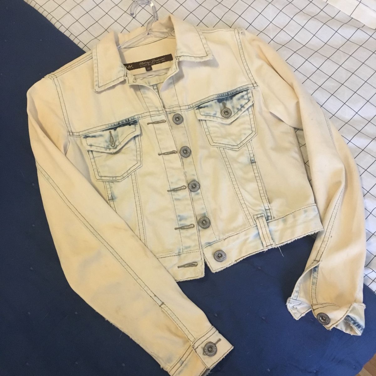 jaqueta jeans desbotada
