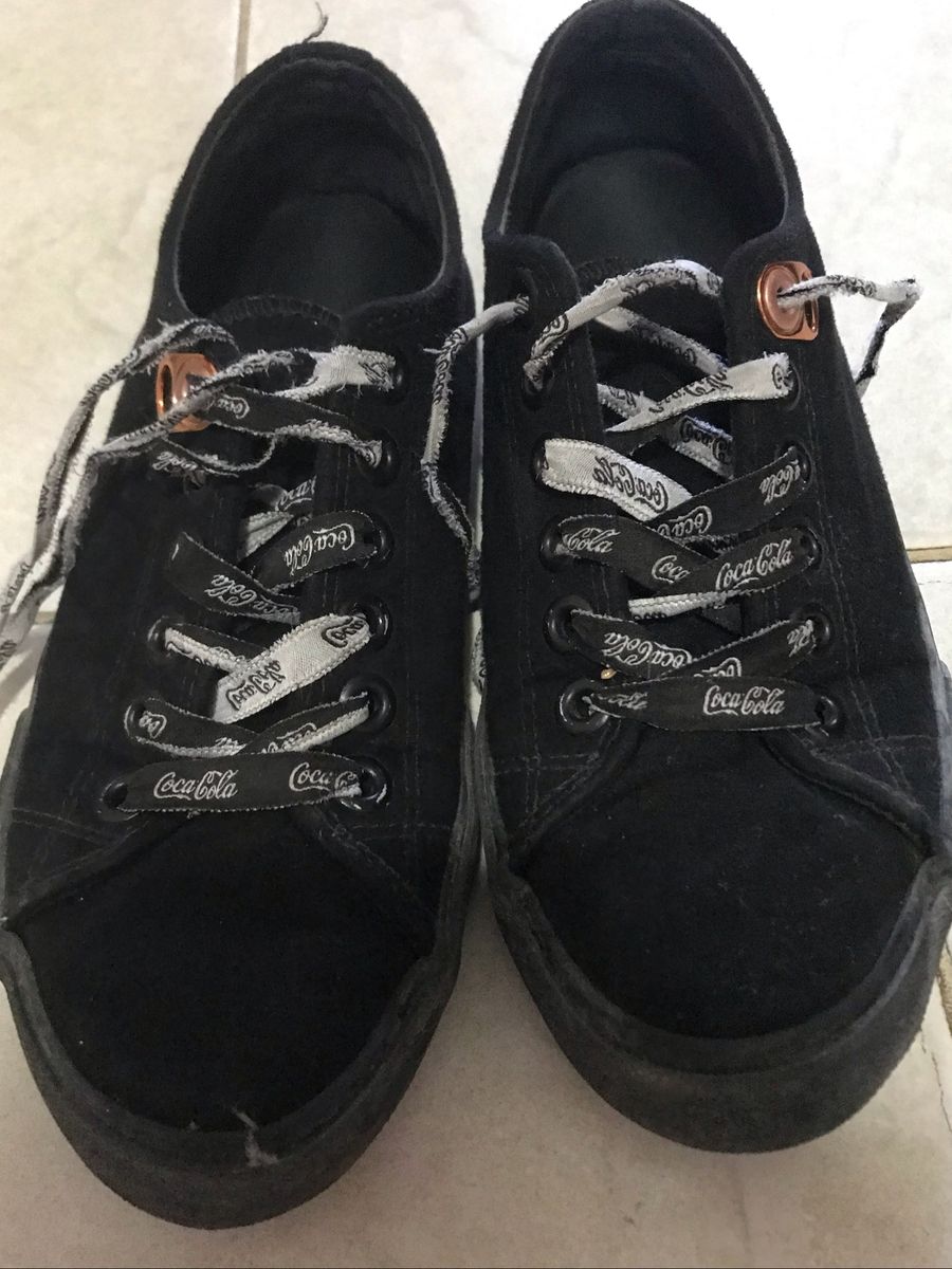 tênis coca cola kick suede soft feminino floral preto