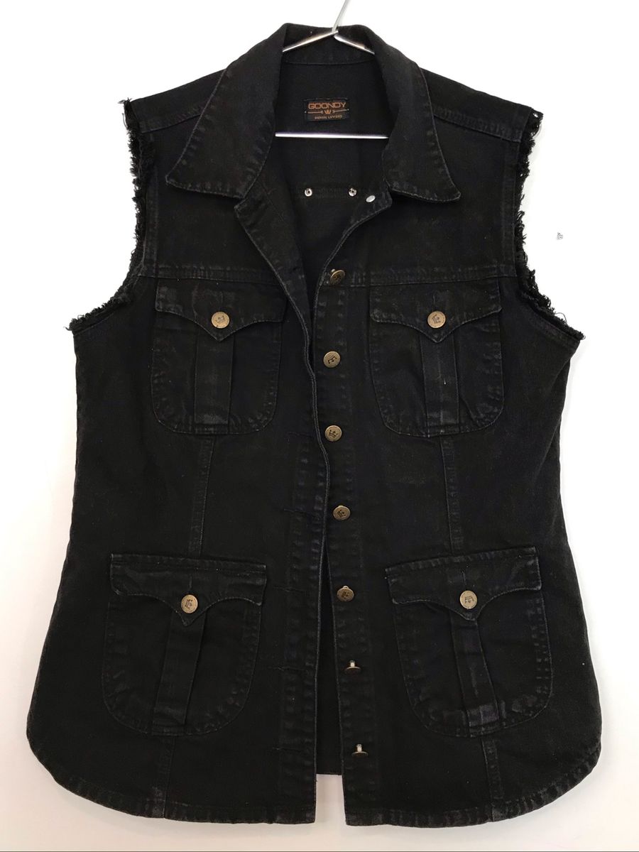 colete jeans feminino preto