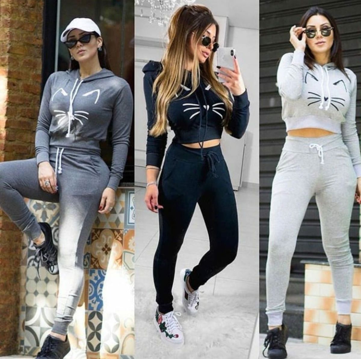 conjunto moletom feminino gatinho