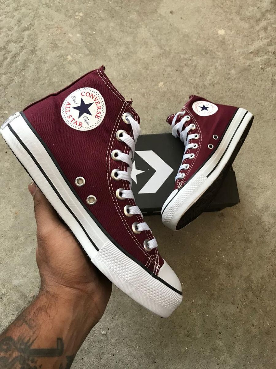 all star cano alto couro vinho