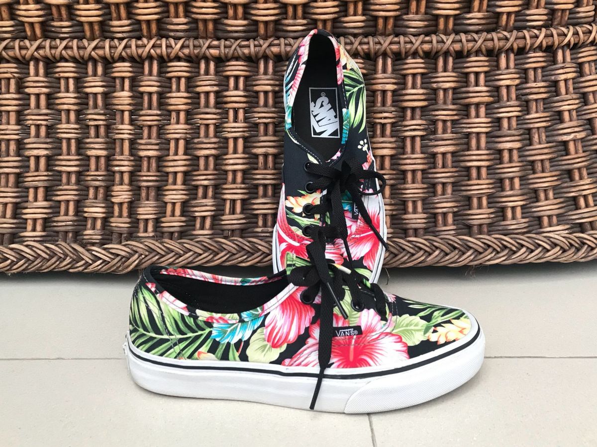 tenis vans florido rosa