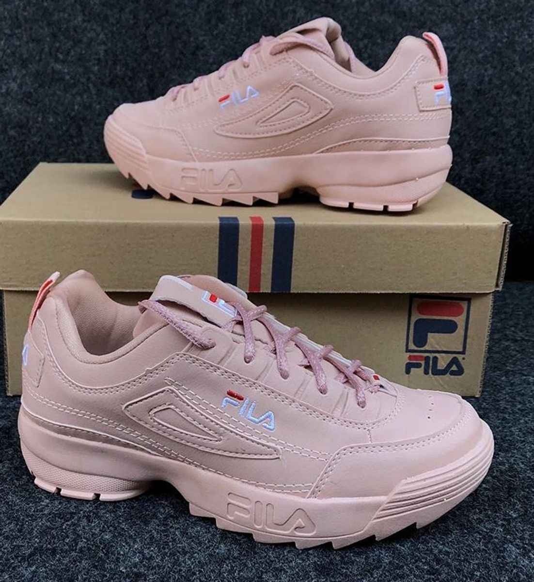 tenis da fila rosa e branco