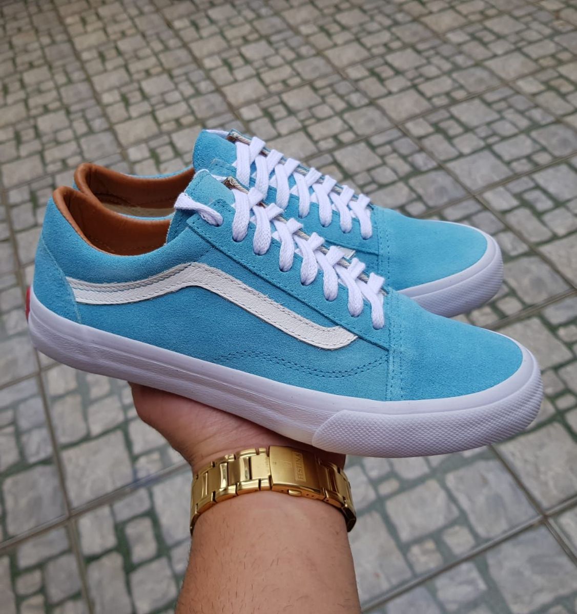 tênis vans old skool azul claro