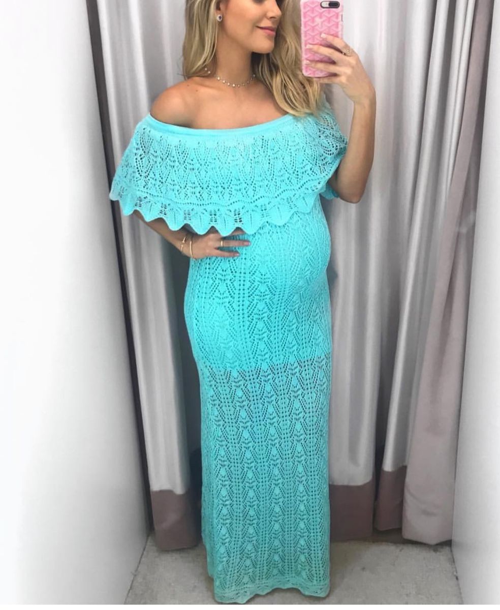 vestido de croche com perola