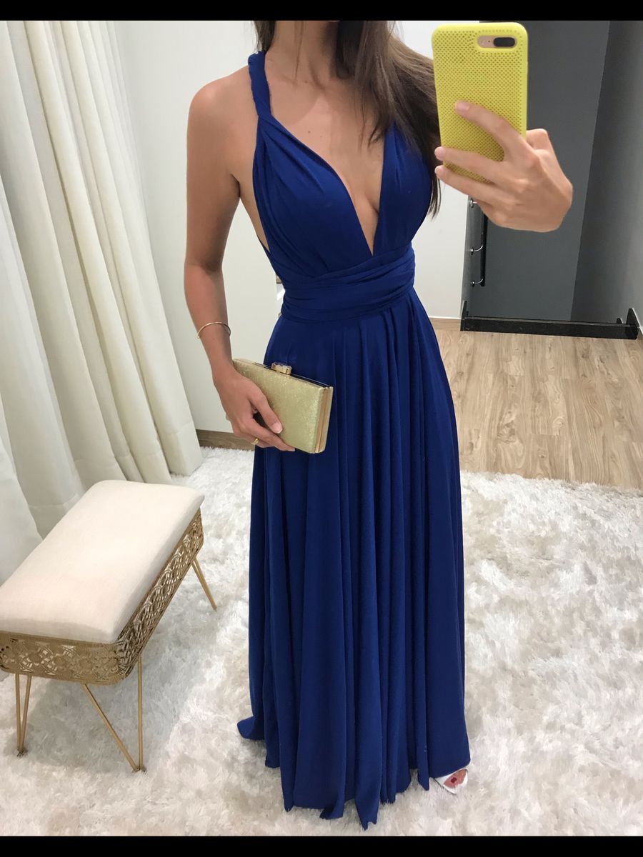 vestido multiformas azul marinho