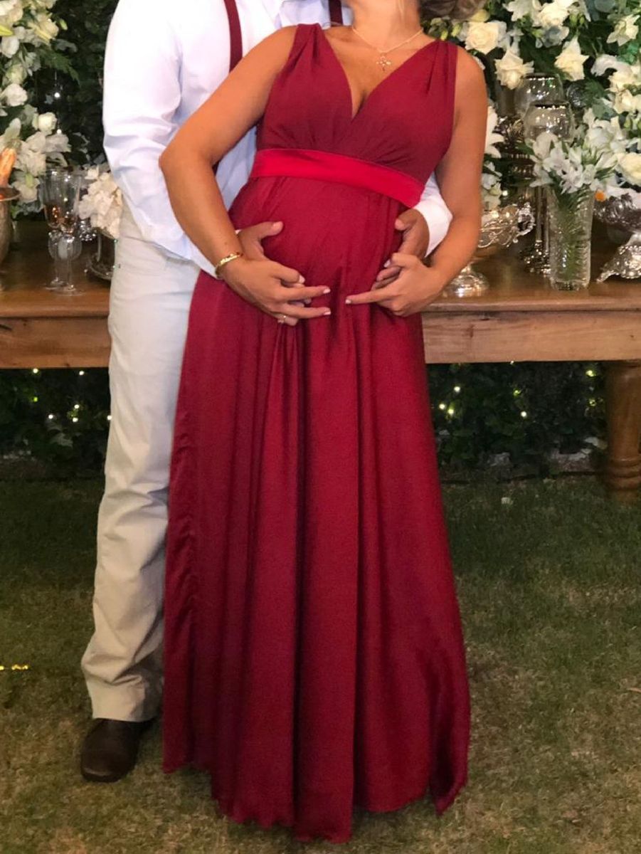 vestido gestante marsala