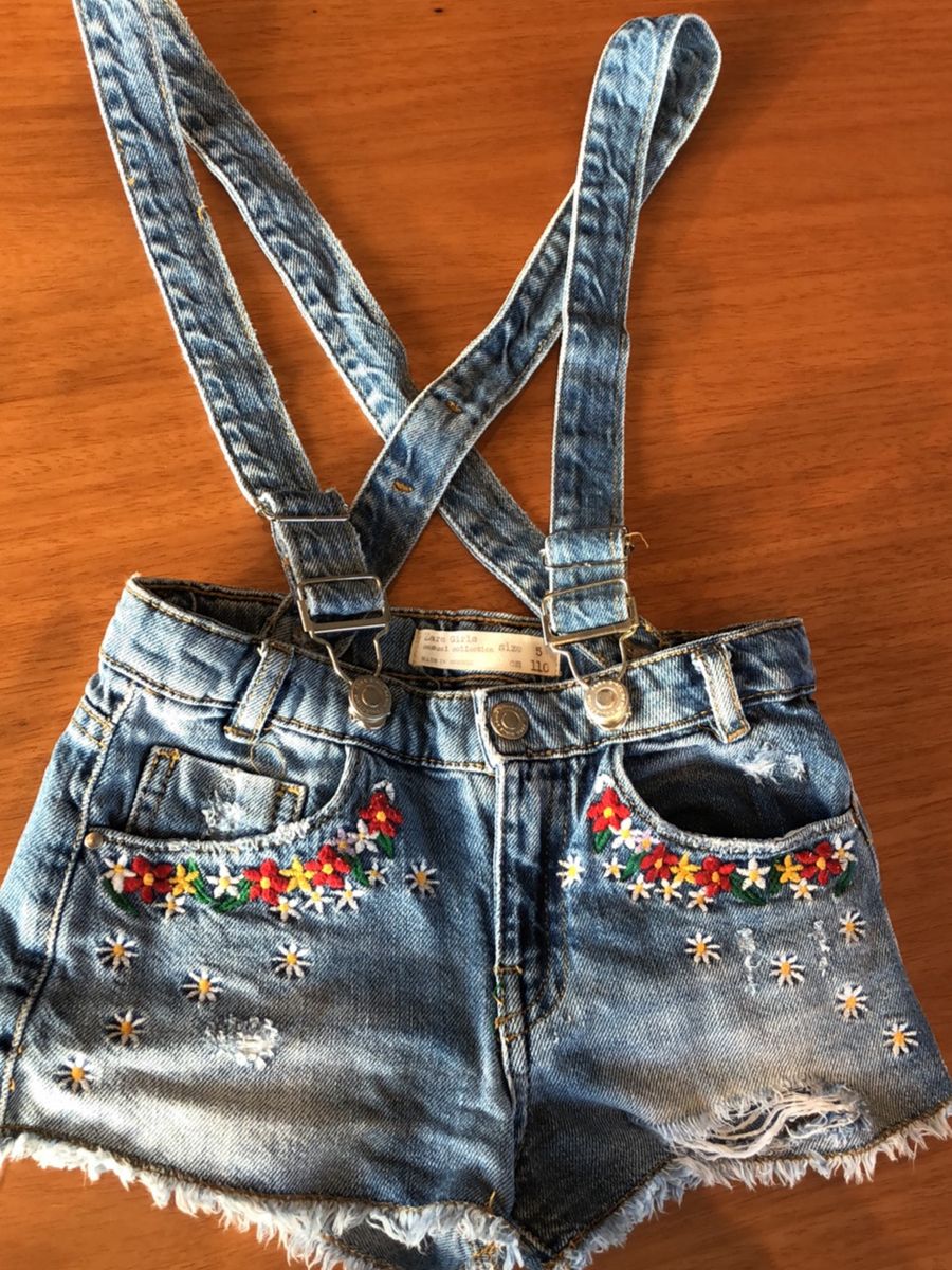 short jeans com suspensório infantil