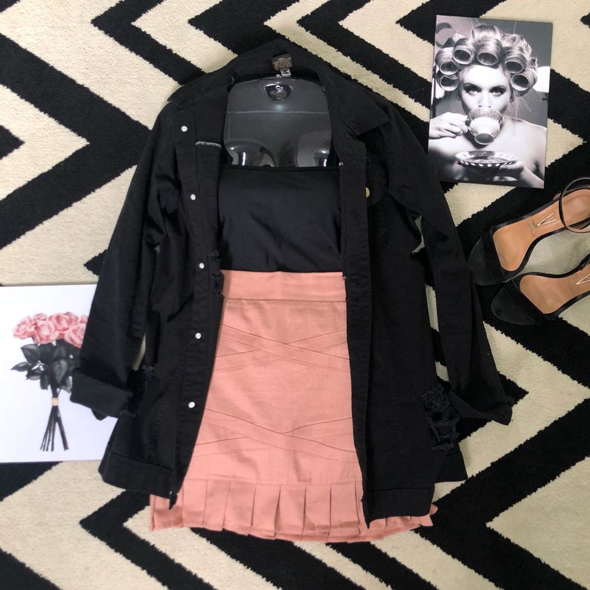 jaqueta jeans comprida destroyed