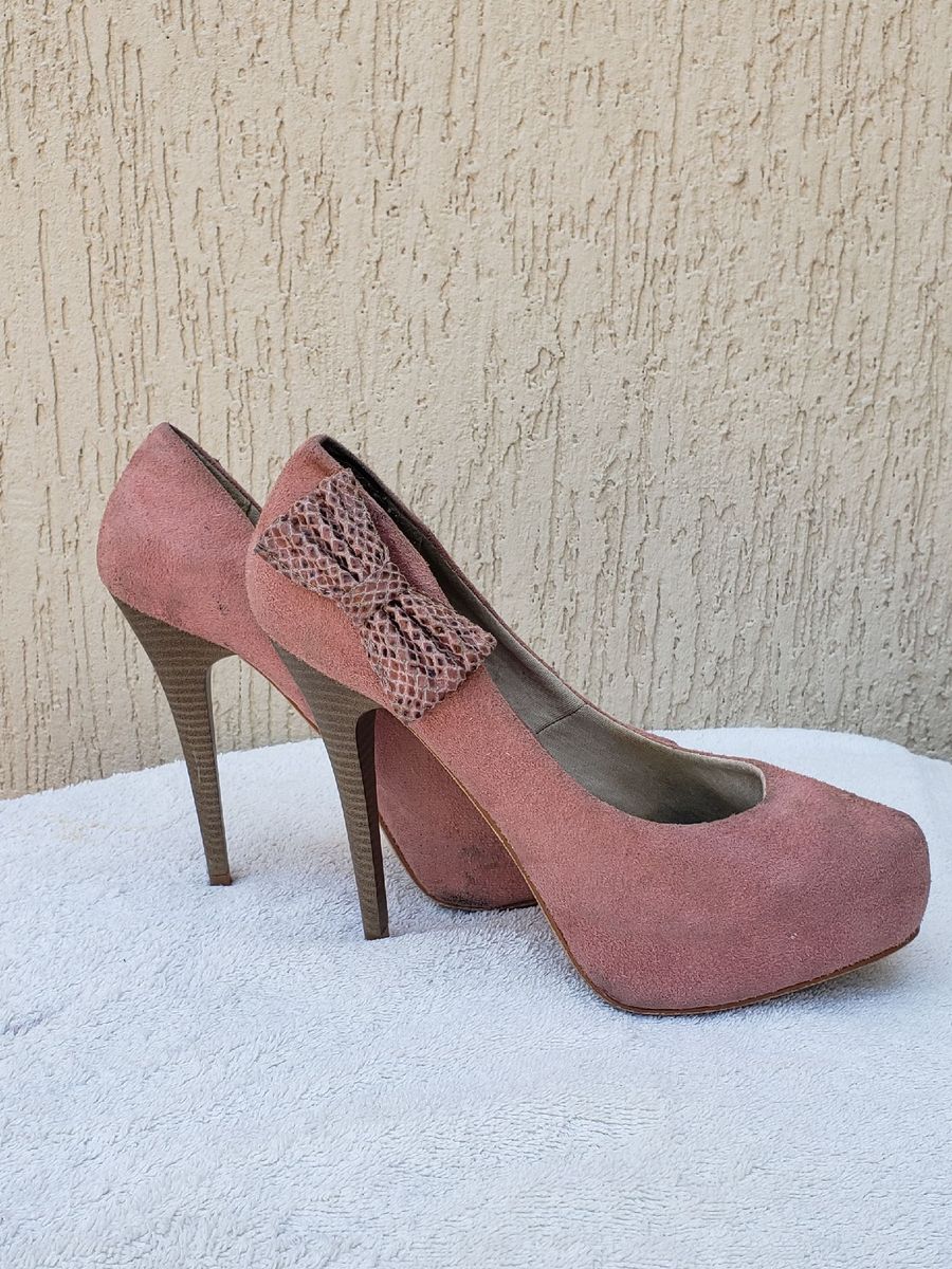 scarpin rosa com laço