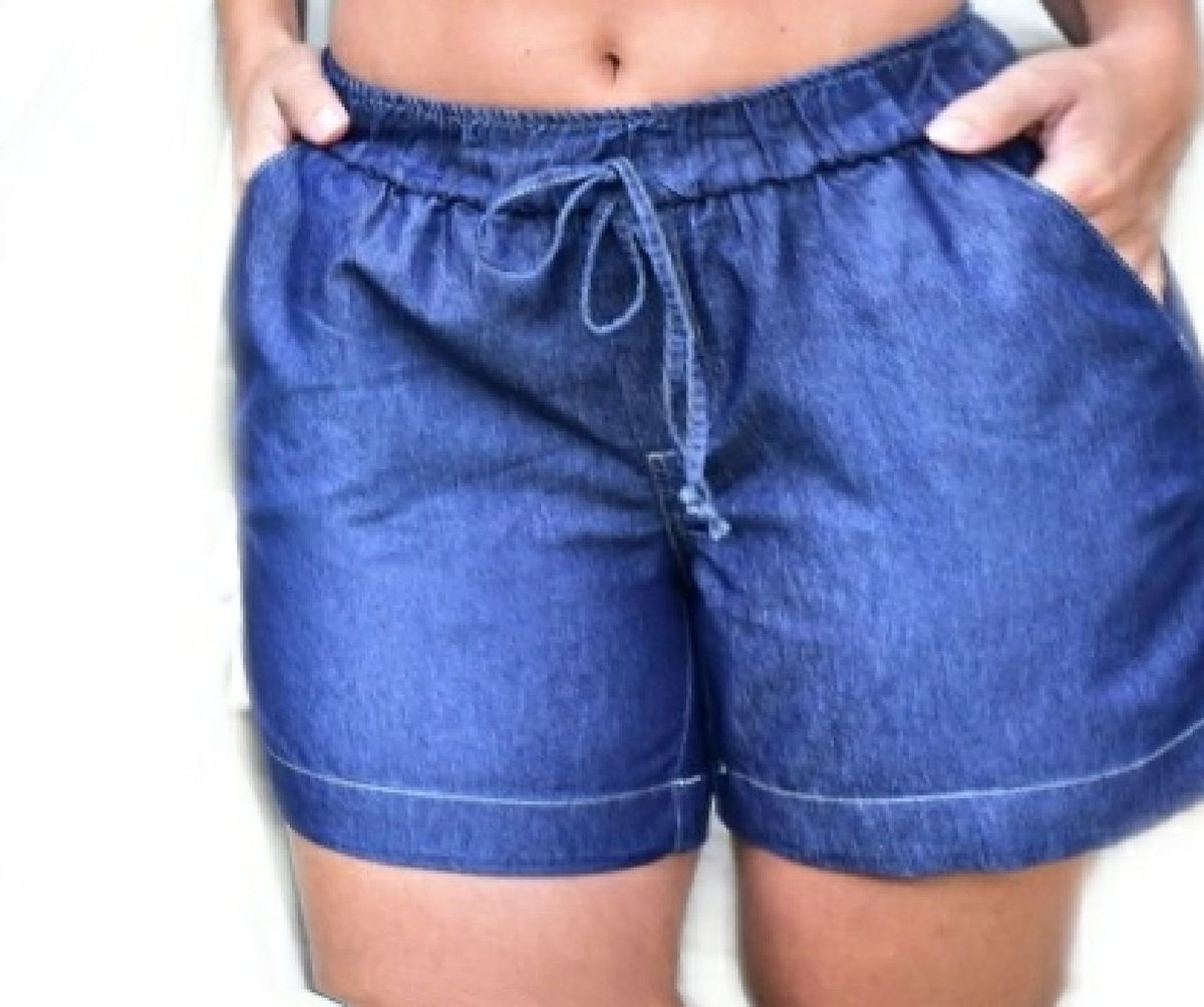 bermuda jeans com elastico