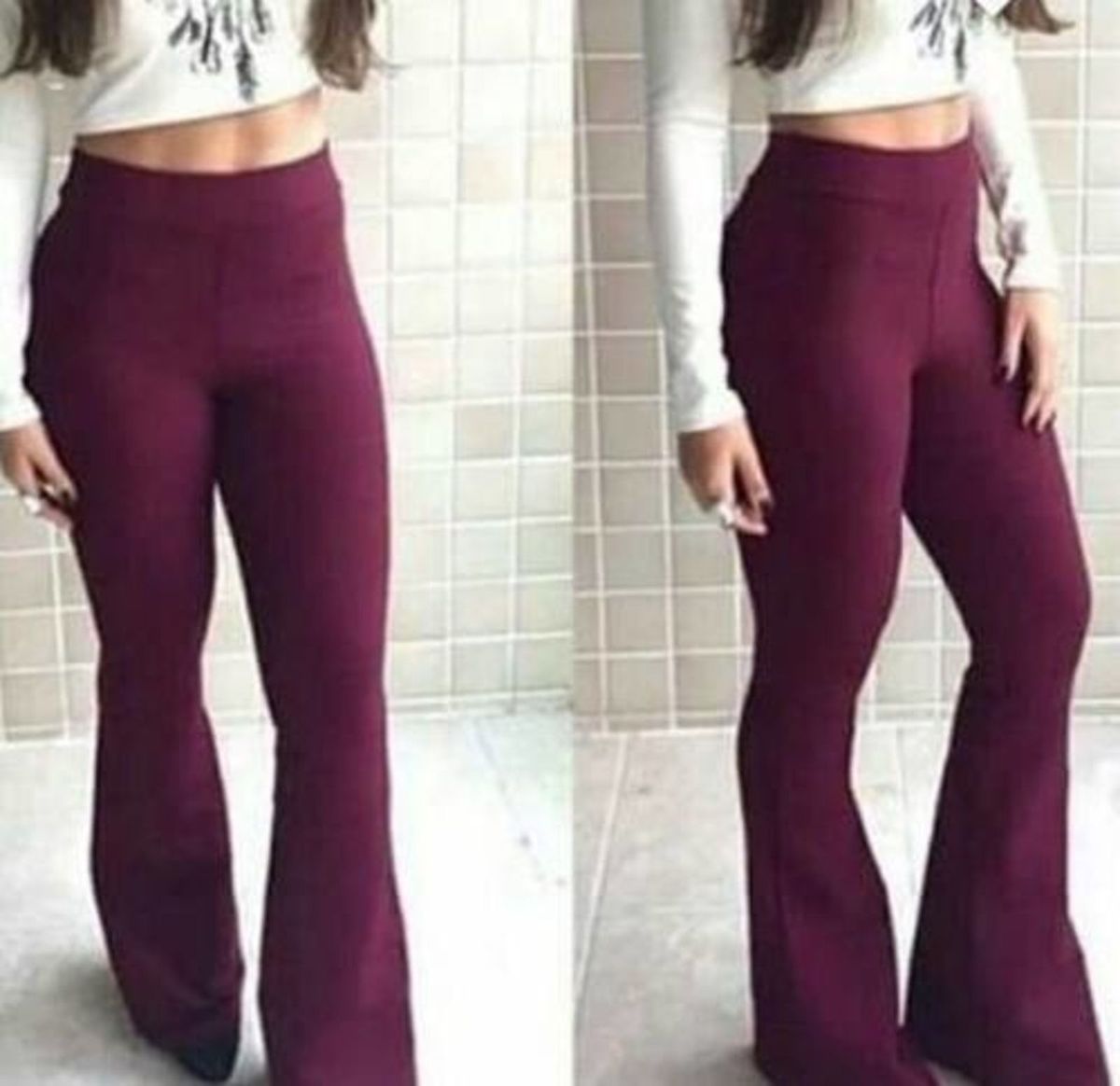 calça flare bandagem vinho