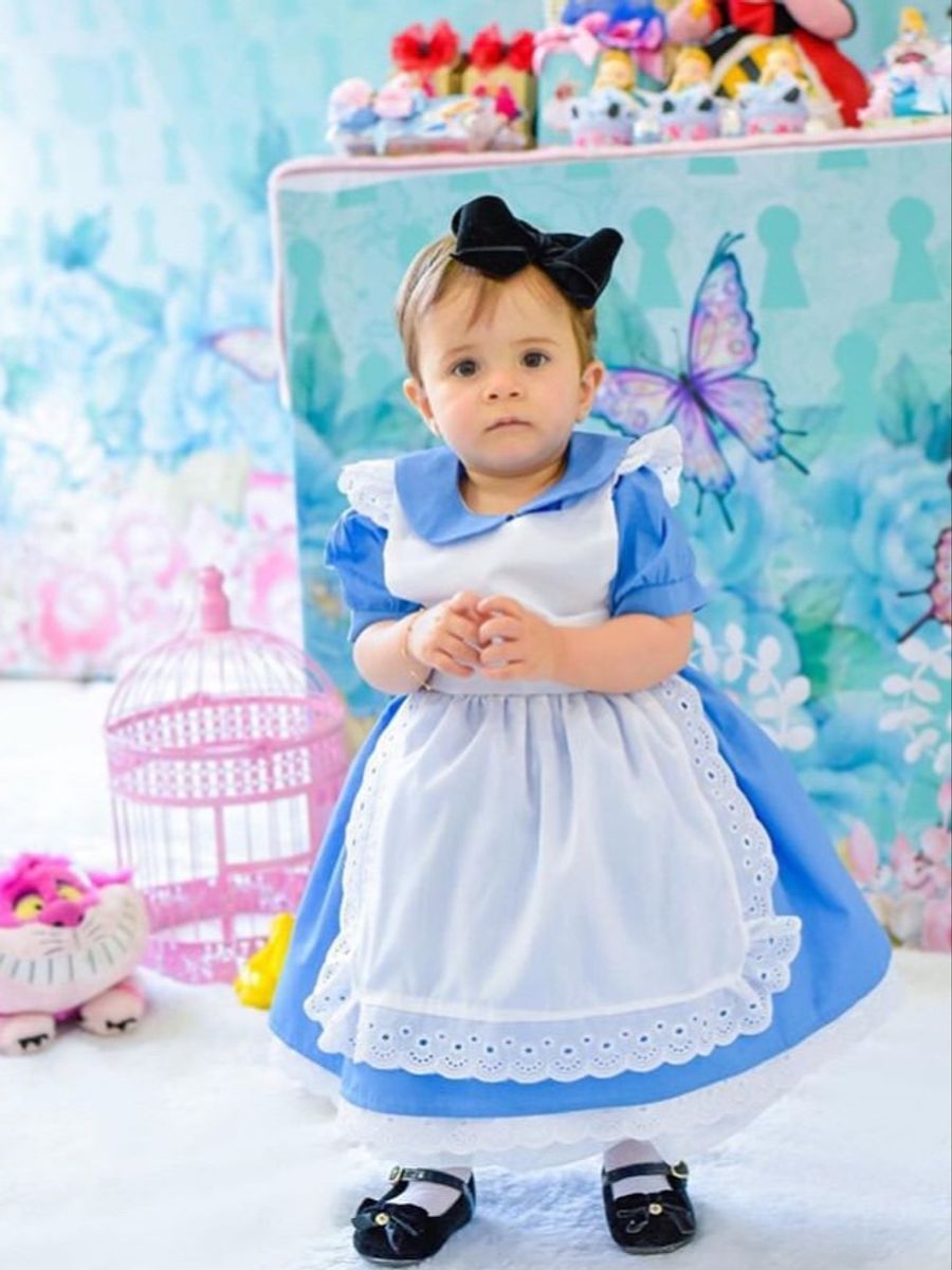 vestido alice no pais das maravilhas infantil