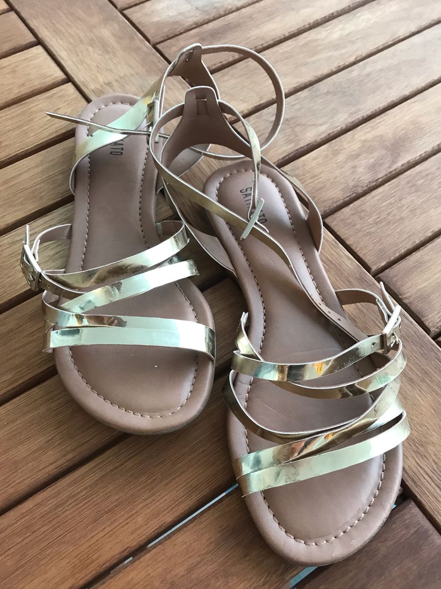 sandalia dourada satinato