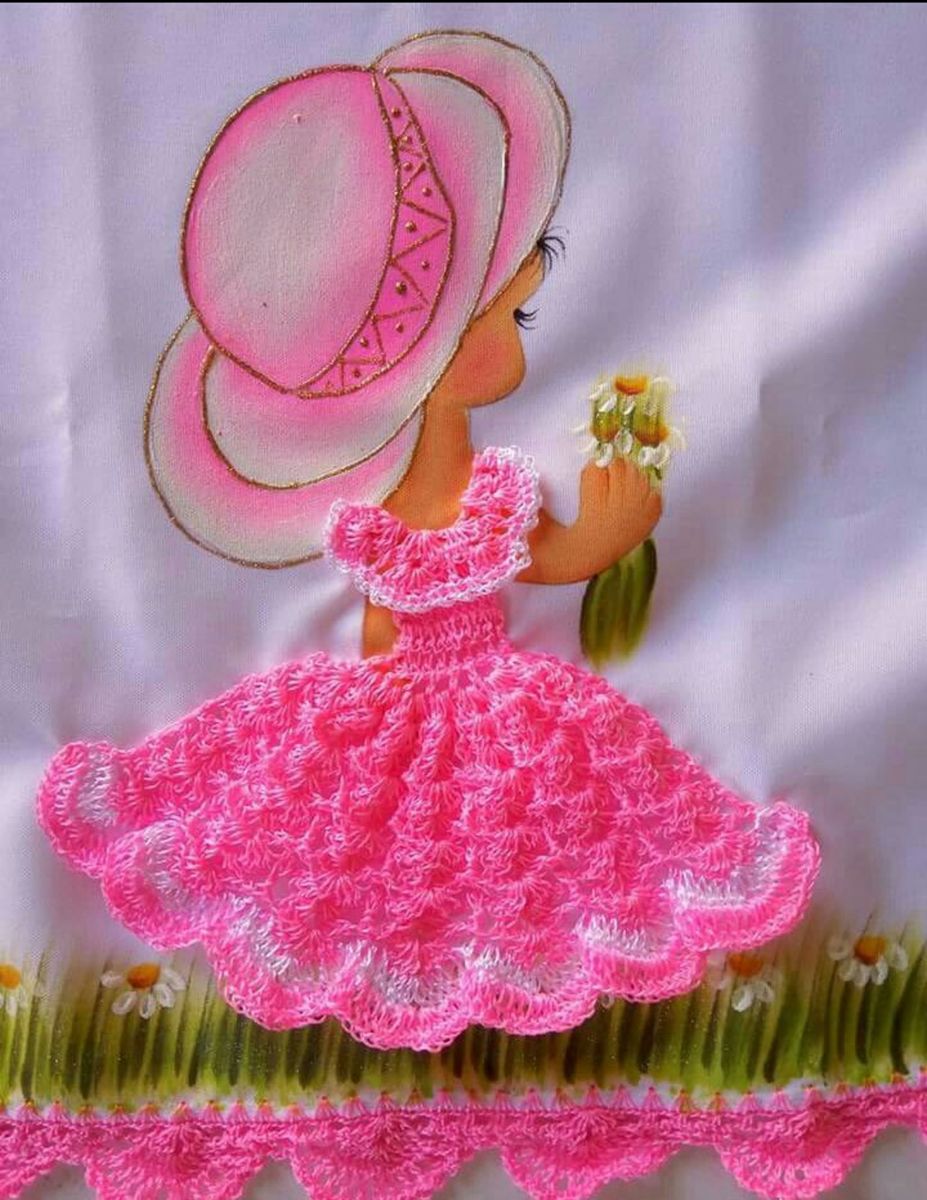 vestido de boneca de croche para pano de prato passo a passo