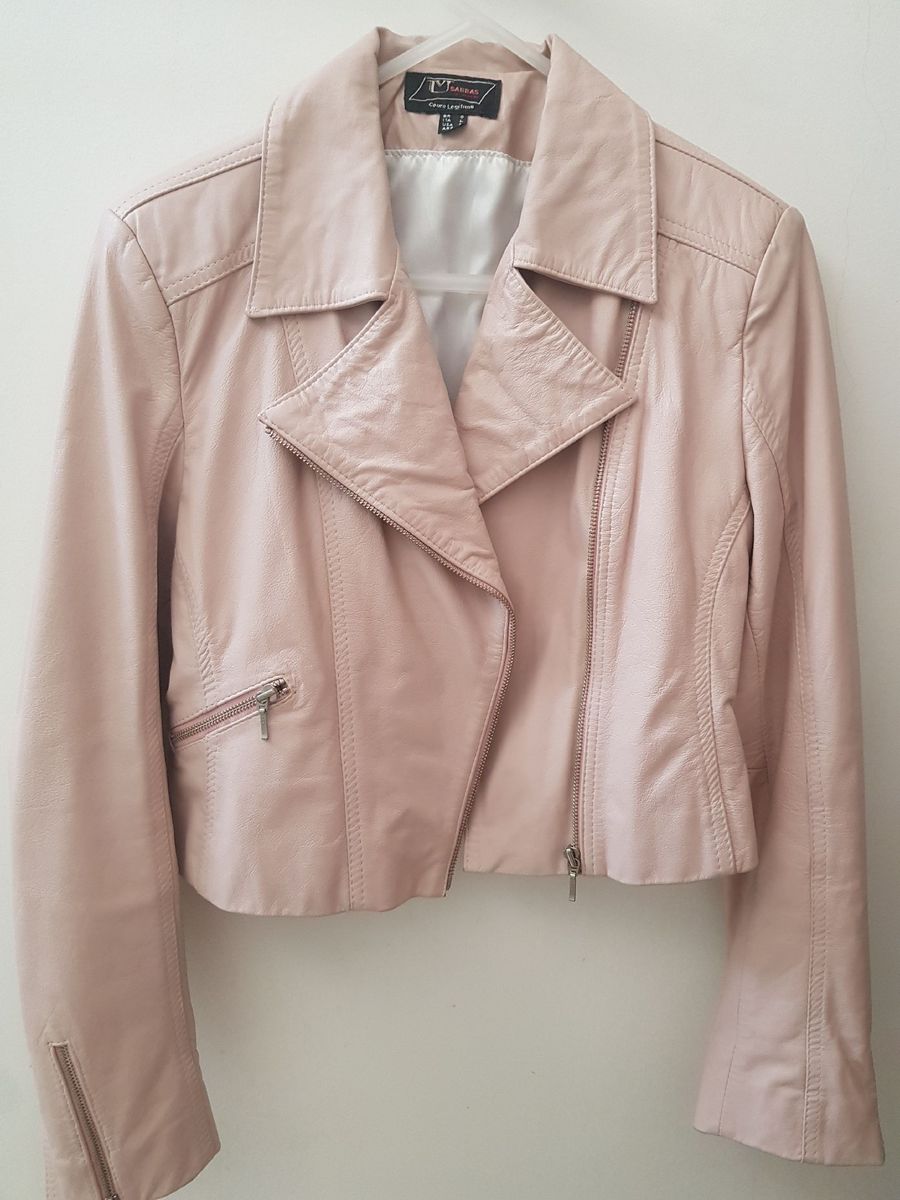jaqueta de couro feminina rosa