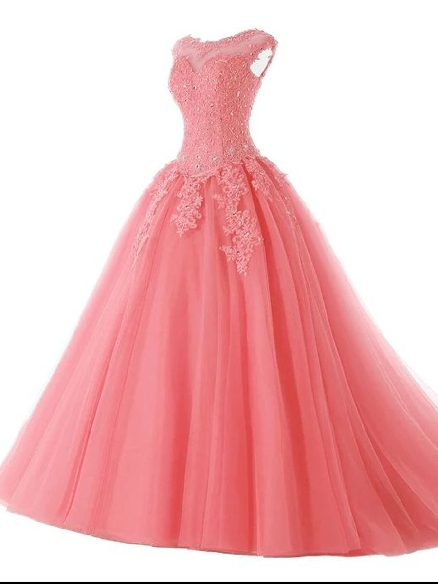 vestido de debutante cor salmão