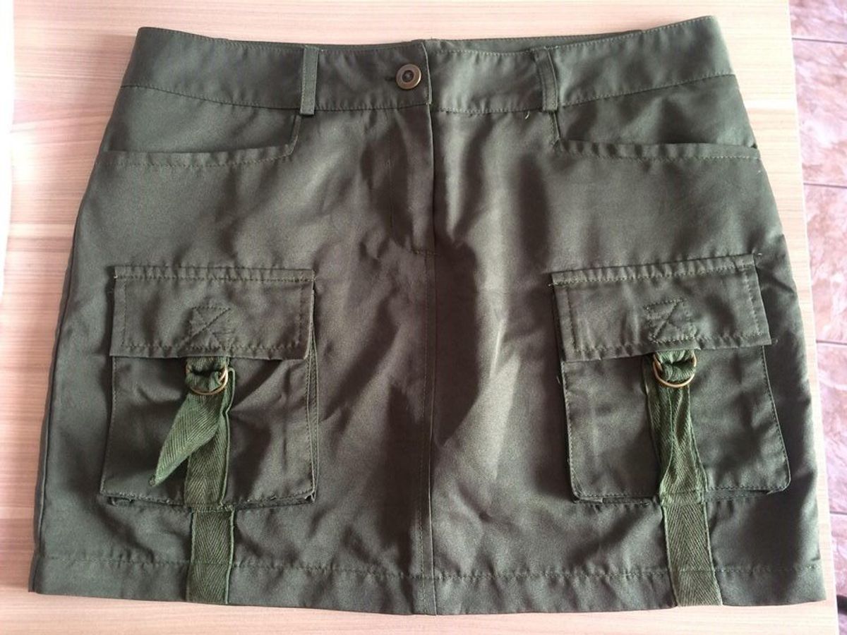 saia verde militar jeans