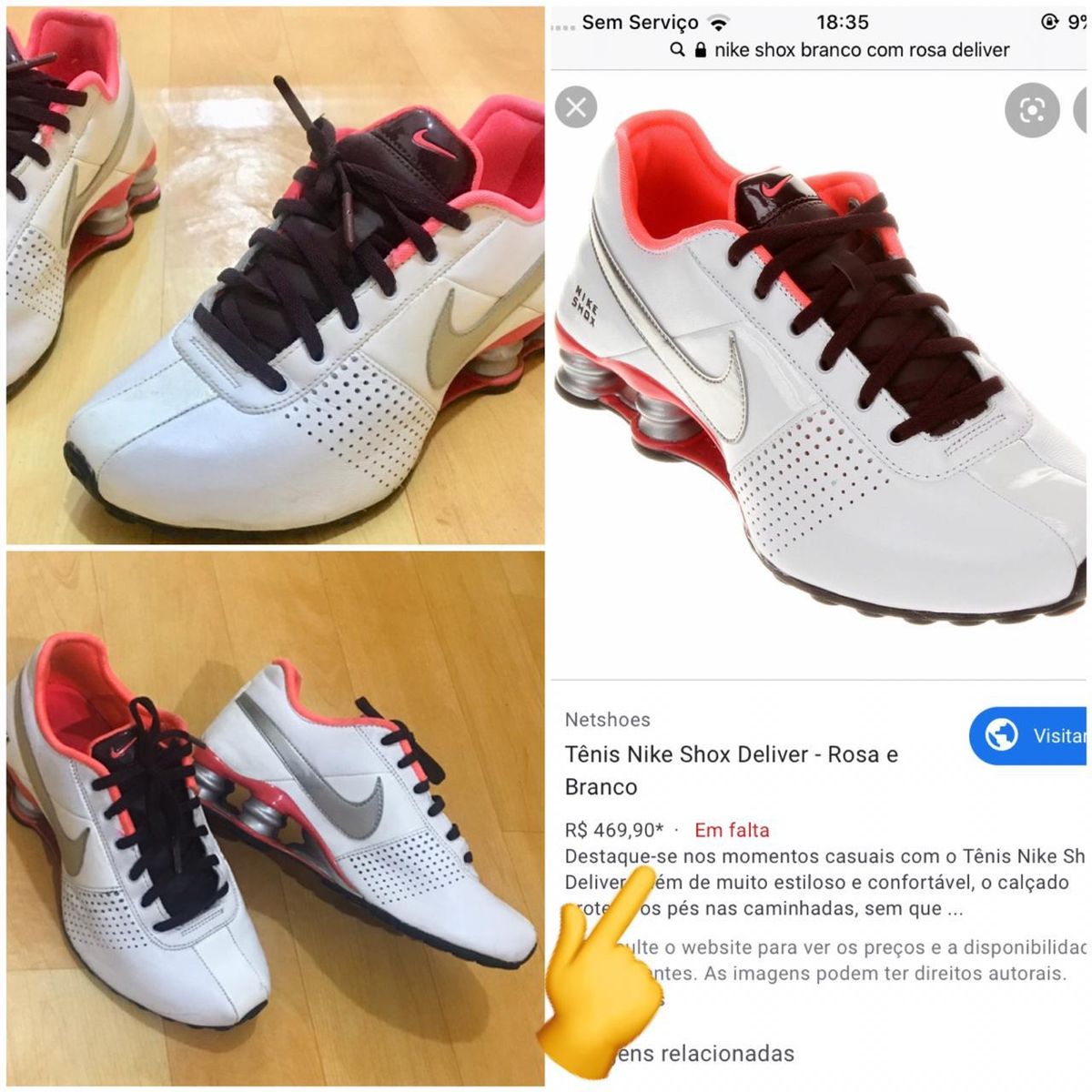 nike shox branco e rosa