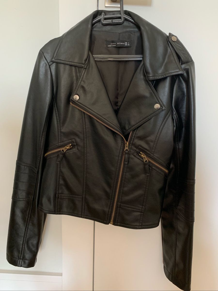 jaqueta couro zara feminina