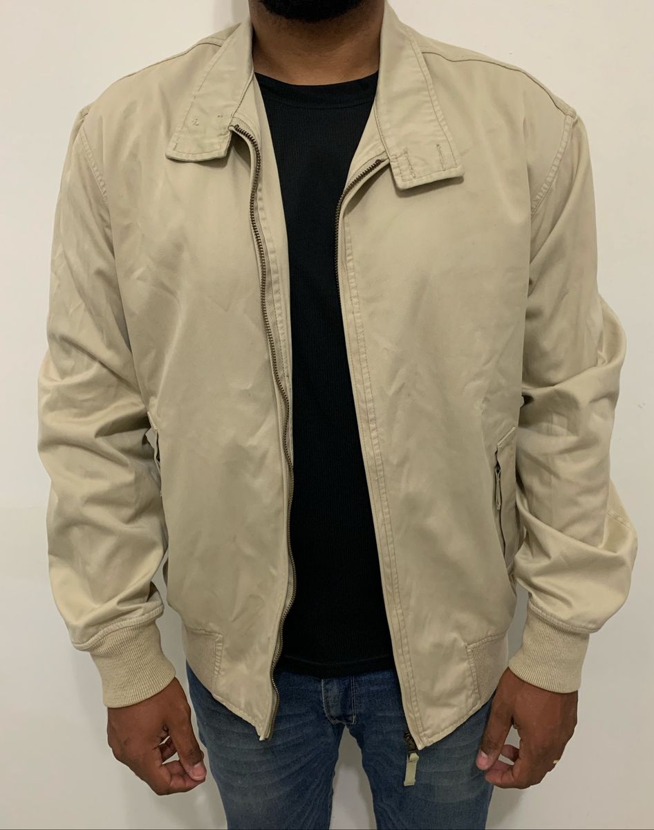 jaqueta jeans masculina bege