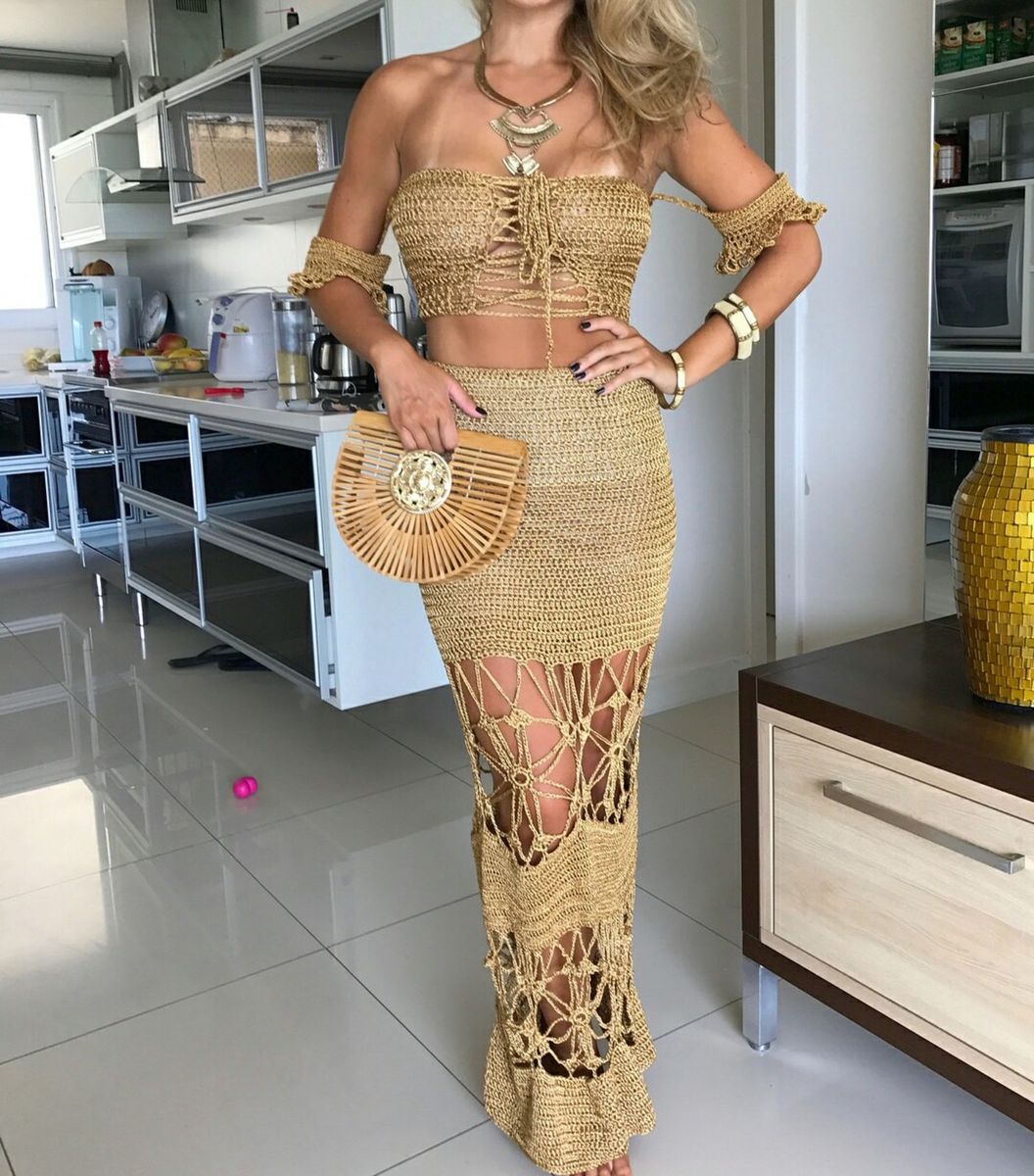 saia sereia de crochê