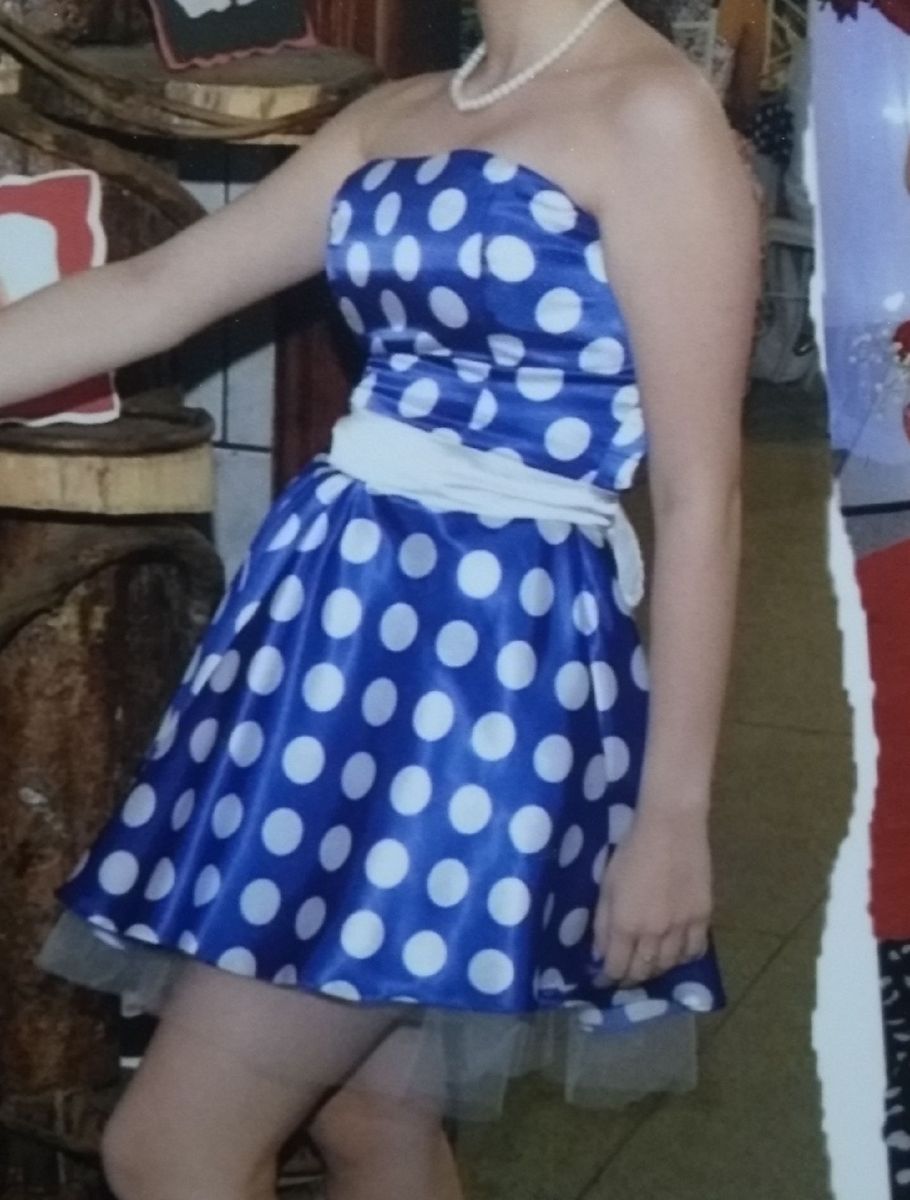 vestido anos 60 azul