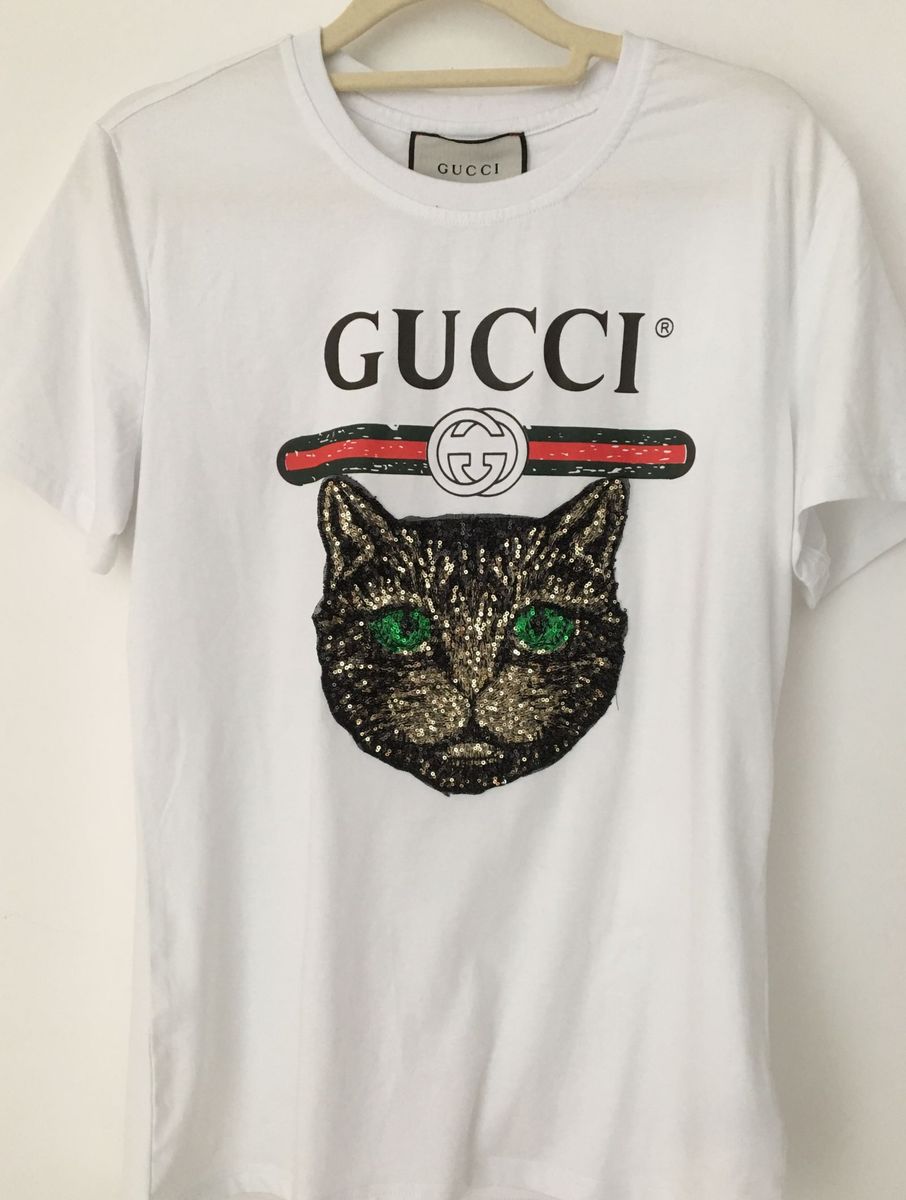 Camisa Da Nike Preta Olho De Gato Gucci Gato Camiseta Feminina Gucci Nunca Usado 26378801 Enjoei