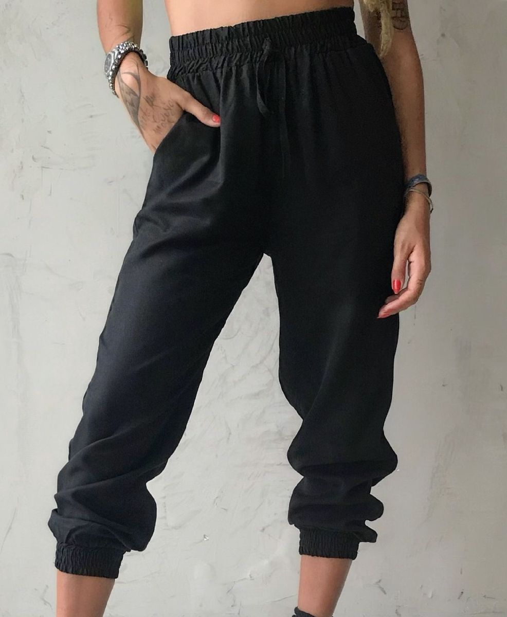 calça jogger linho