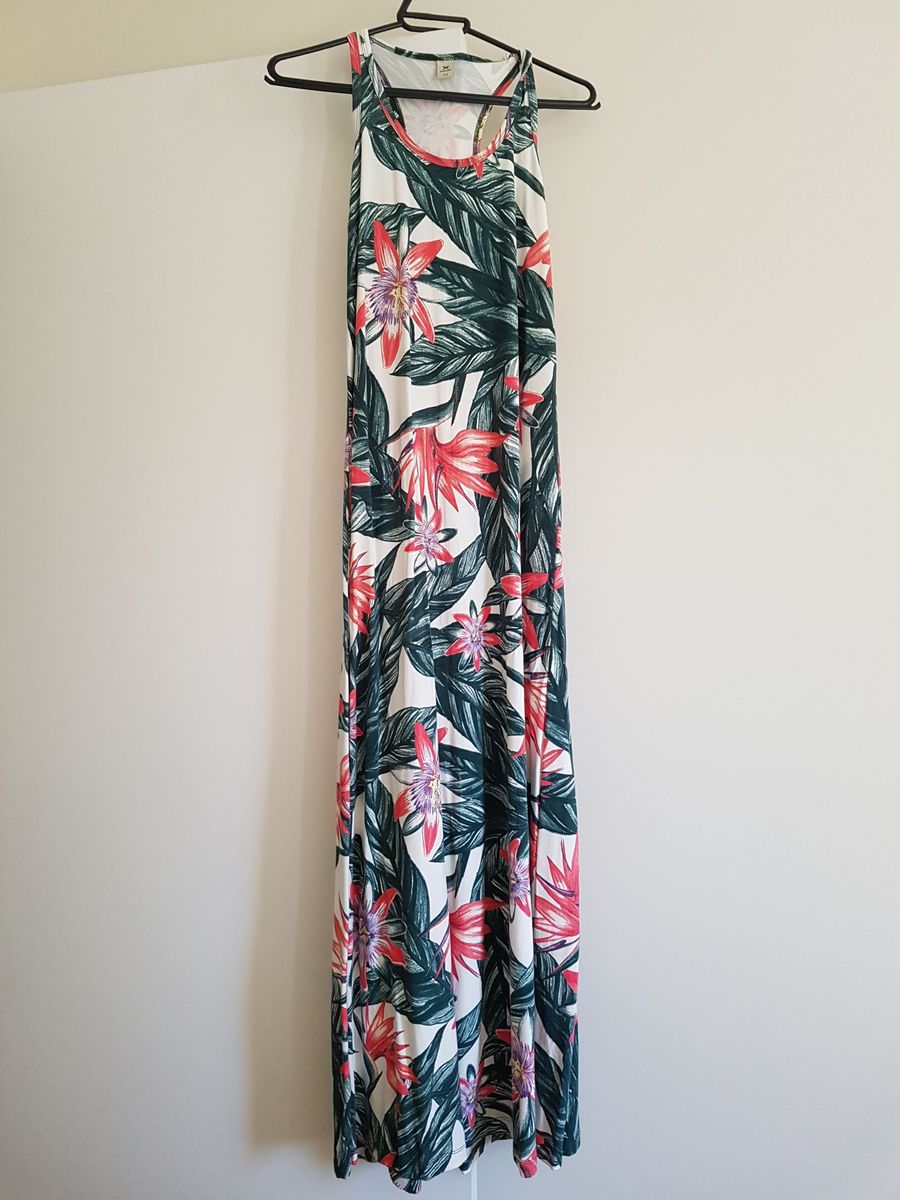 vestido longo estampado hering