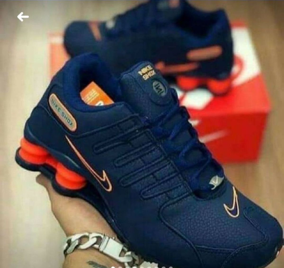 tenis nike shox azul e laranja