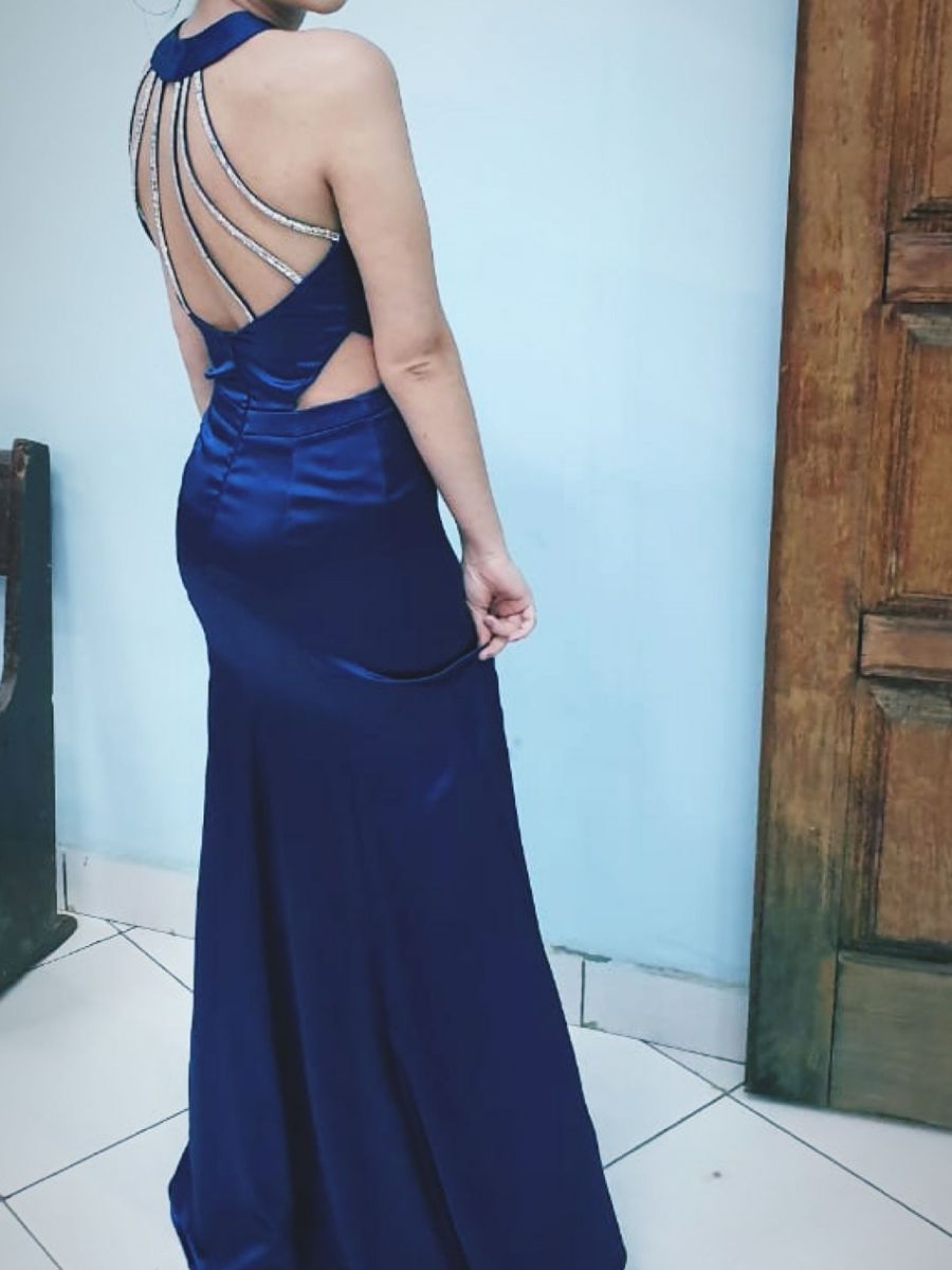 vestido azul safira