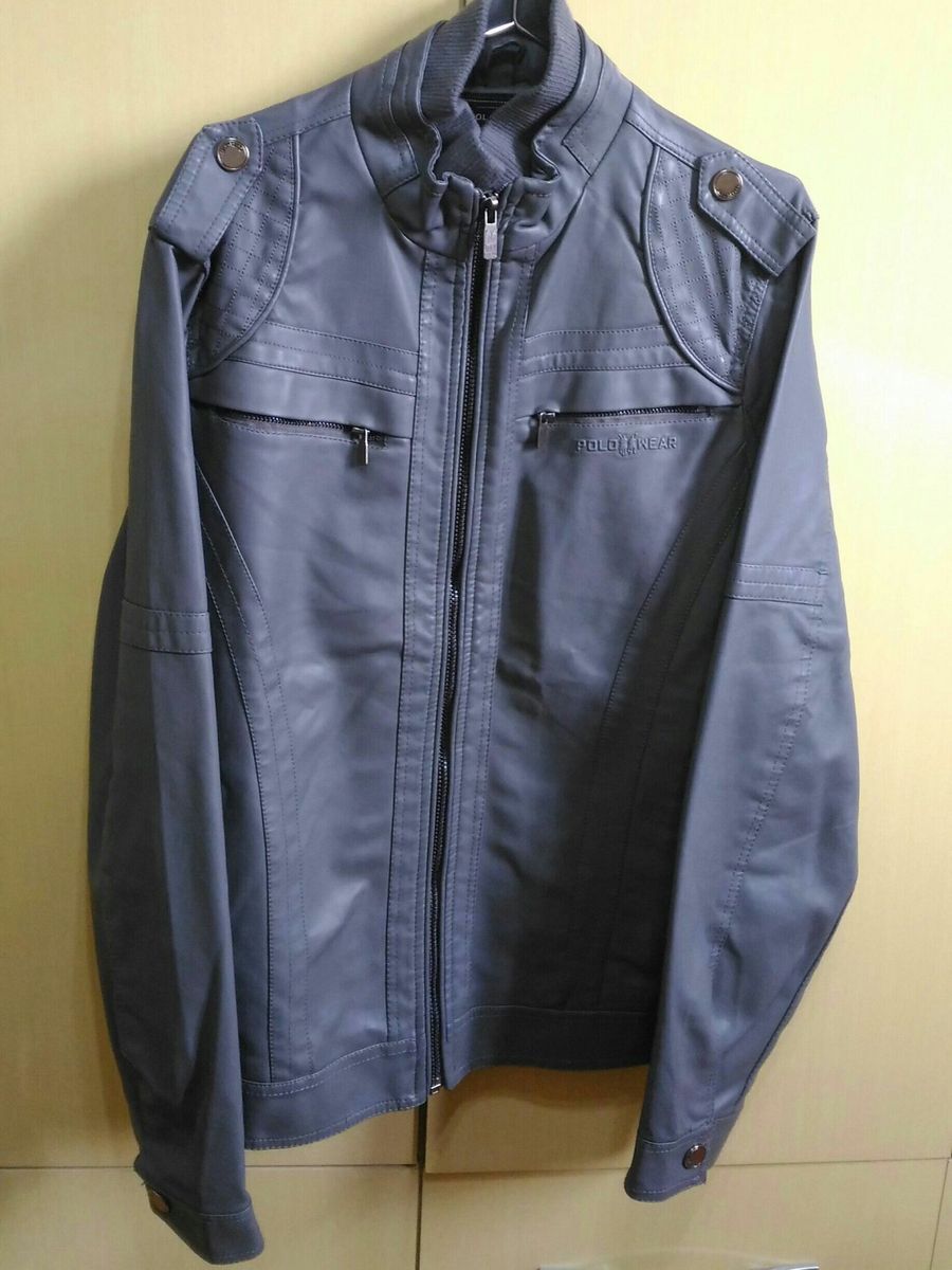 jaqueta polo wear couro