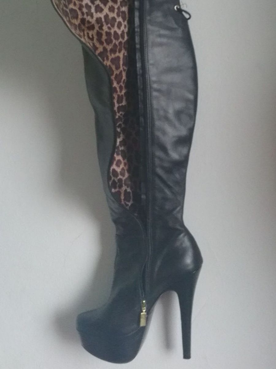 bota over preta salto alto