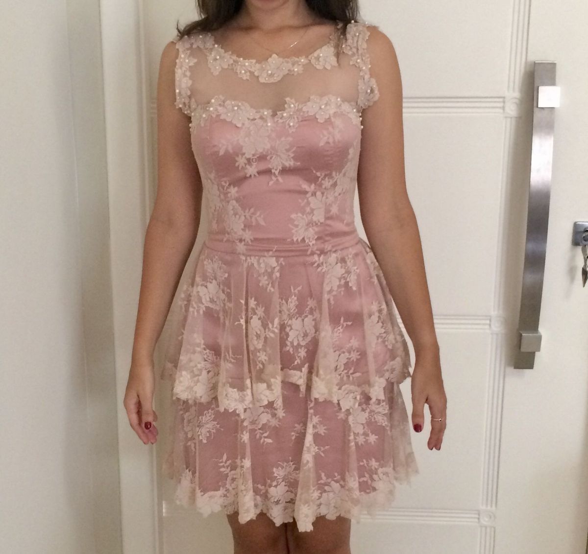 vestido renda rose