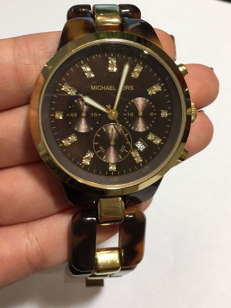 relogio michael kors marrom com dourado