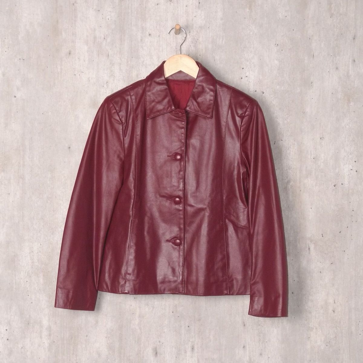 jaqueta de couro feminina marsala