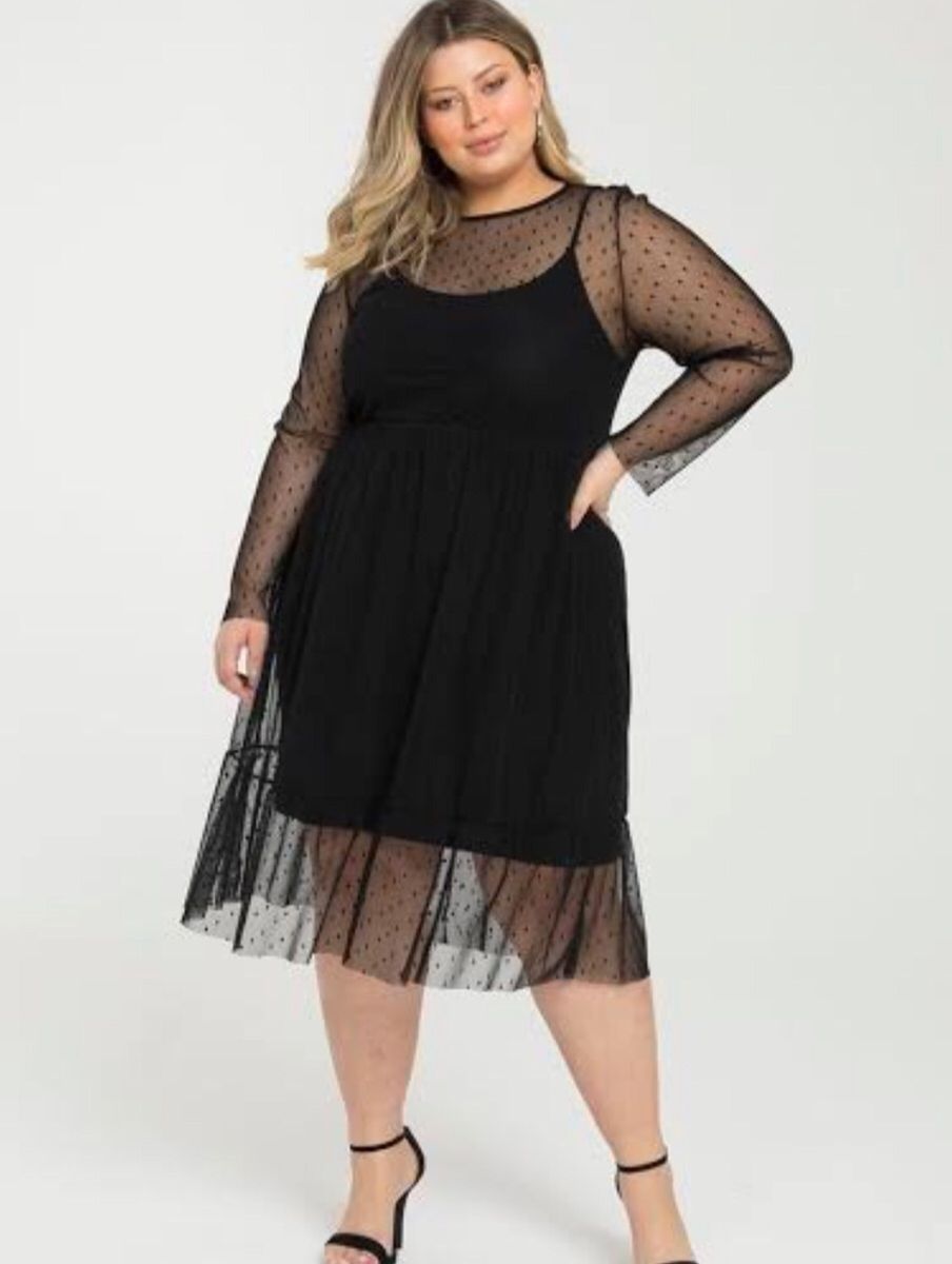 vestido plus size tule