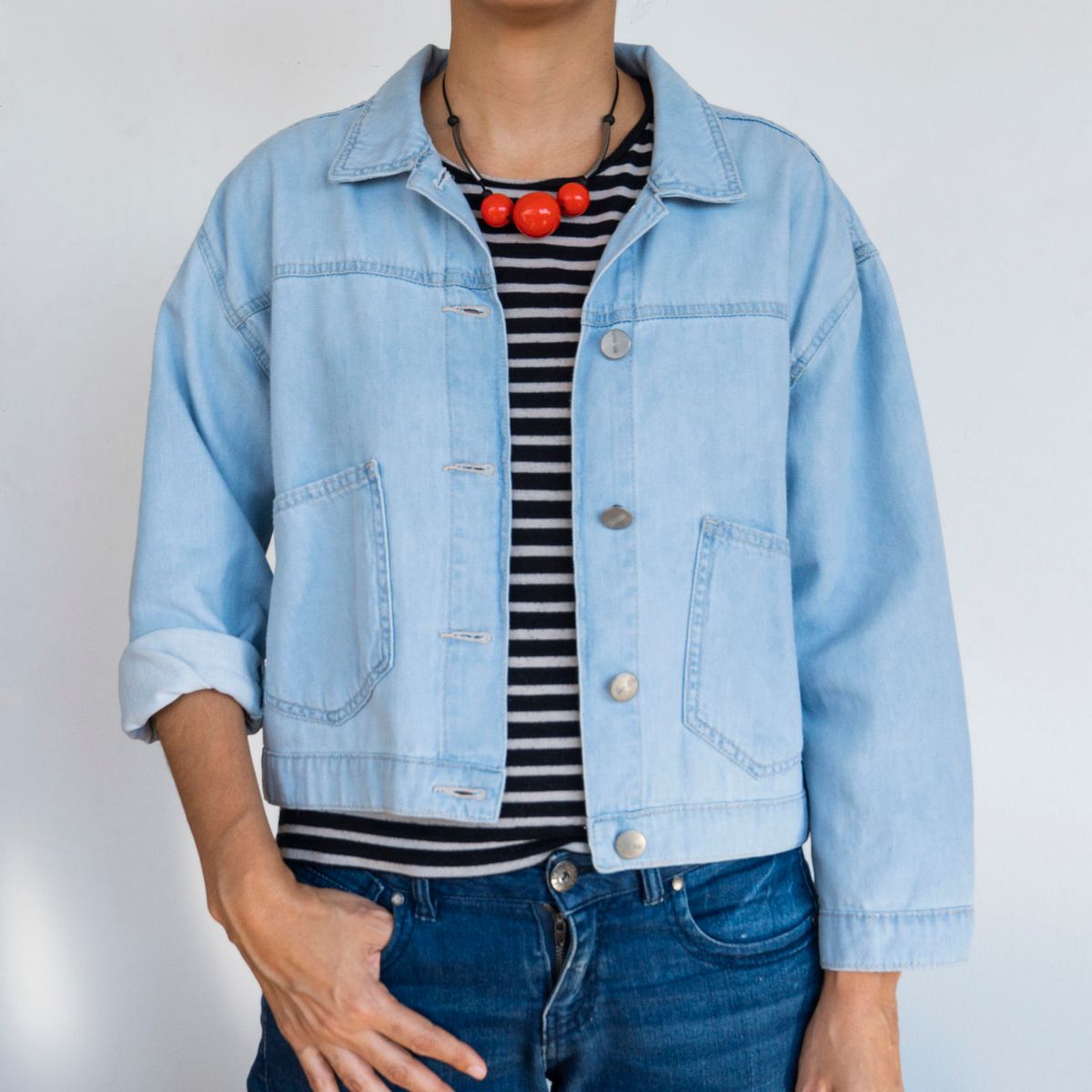 jaquetinha jeans feminina