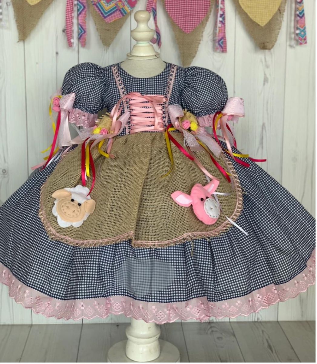 vestido junino luxo infantil