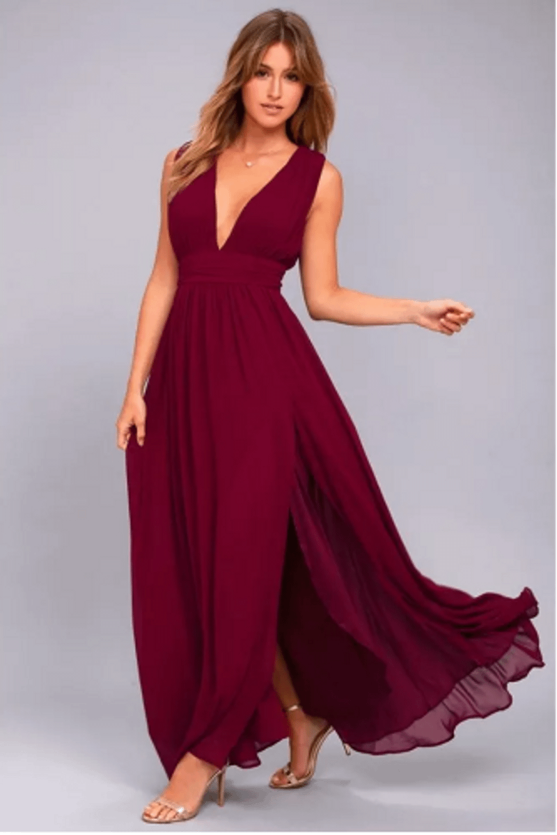 vestido de festa longo com decote