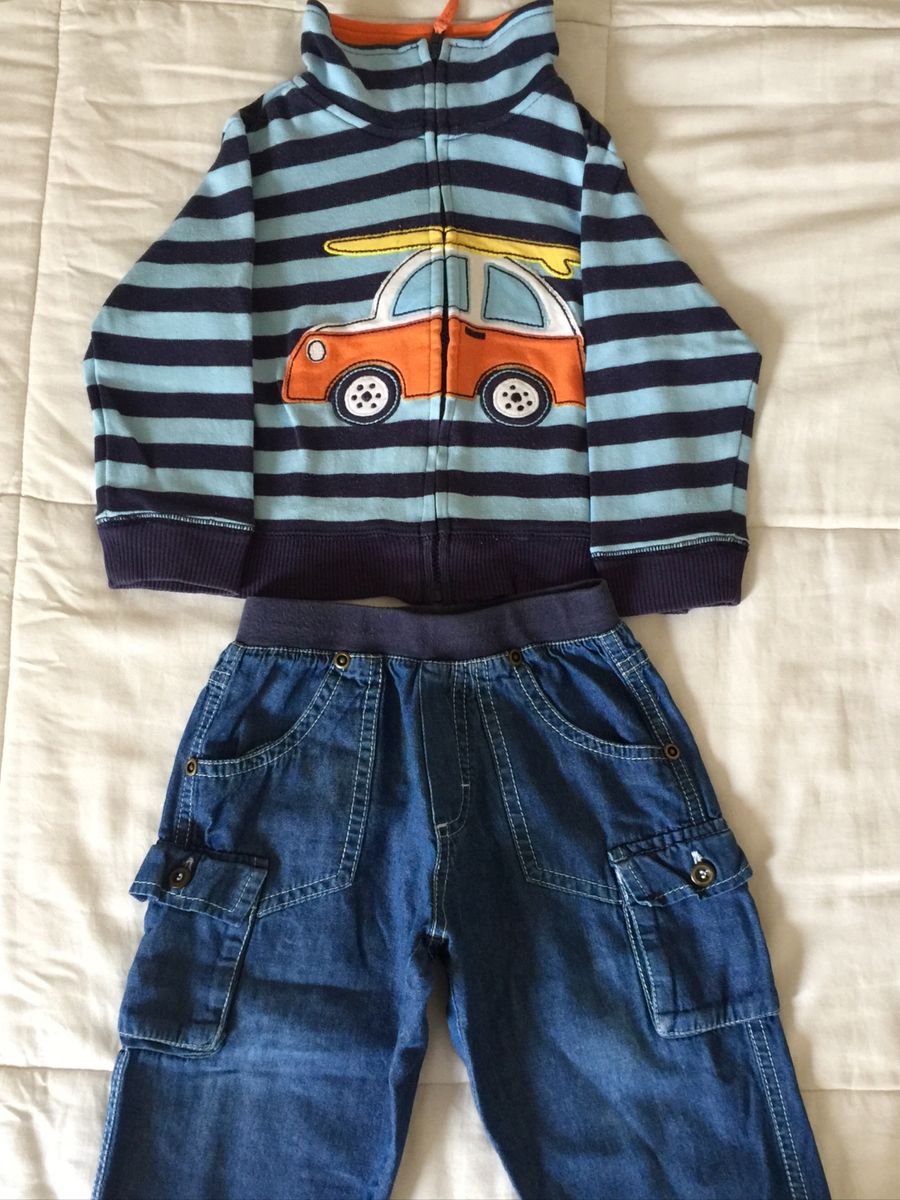 conjunto jeans com moletom infantil