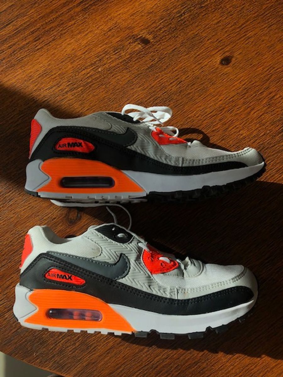air max 90 branco preto e laranja