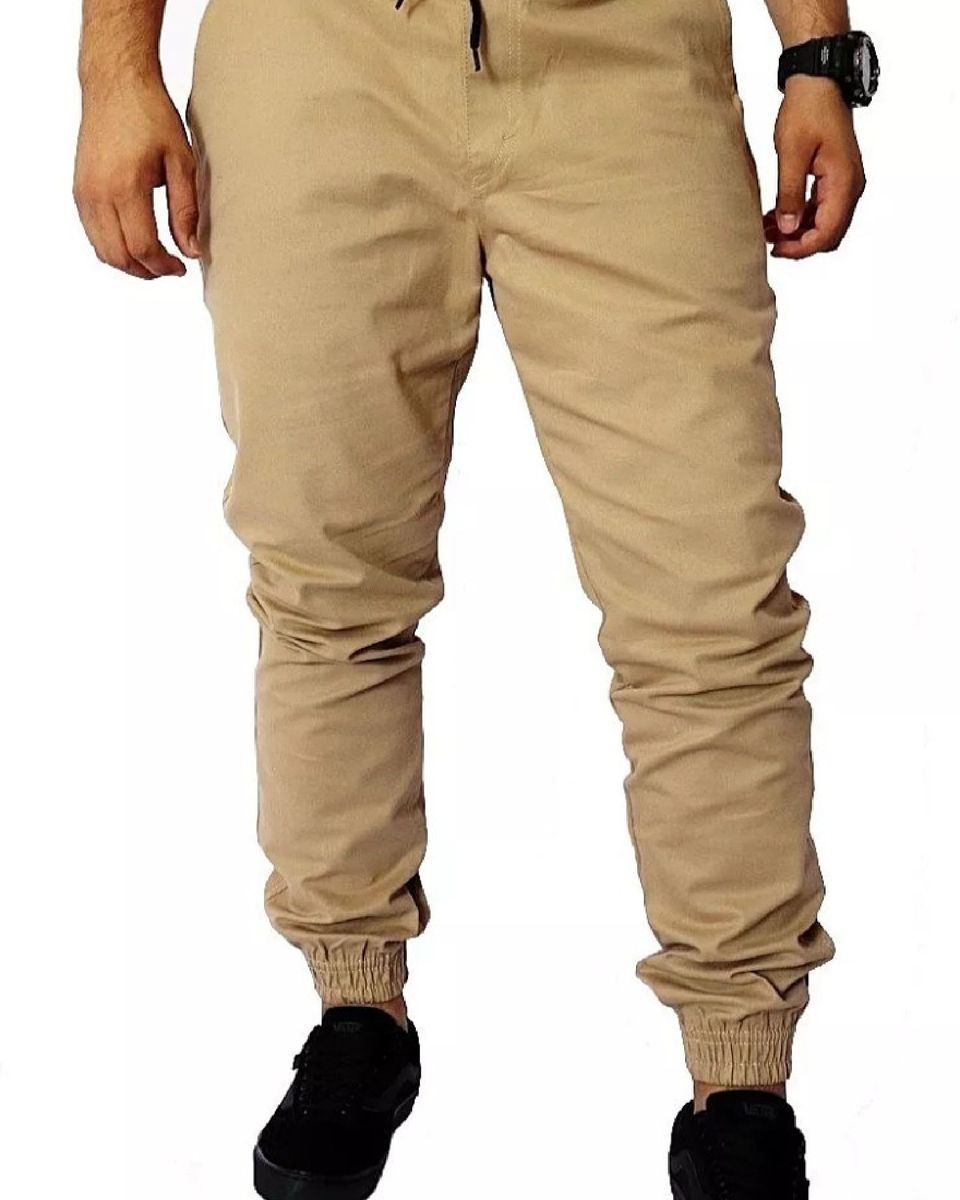 calça jogger masculina bege