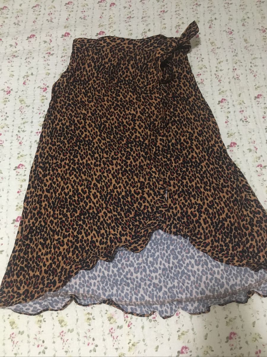 saia midi transpassada animal print