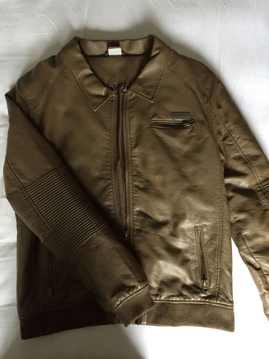 jaqueta de couro infantil puc