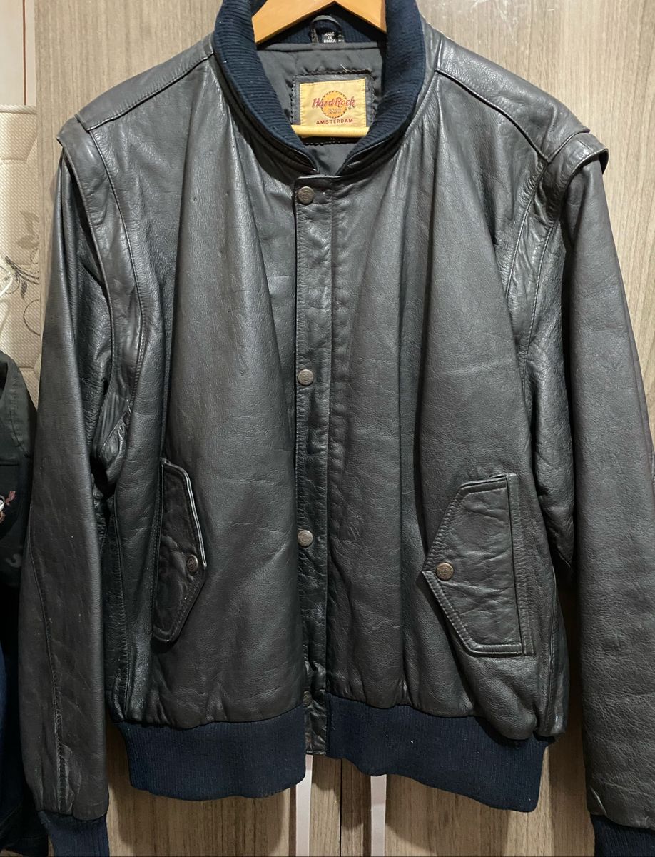 jaqueta de couro rock masculina