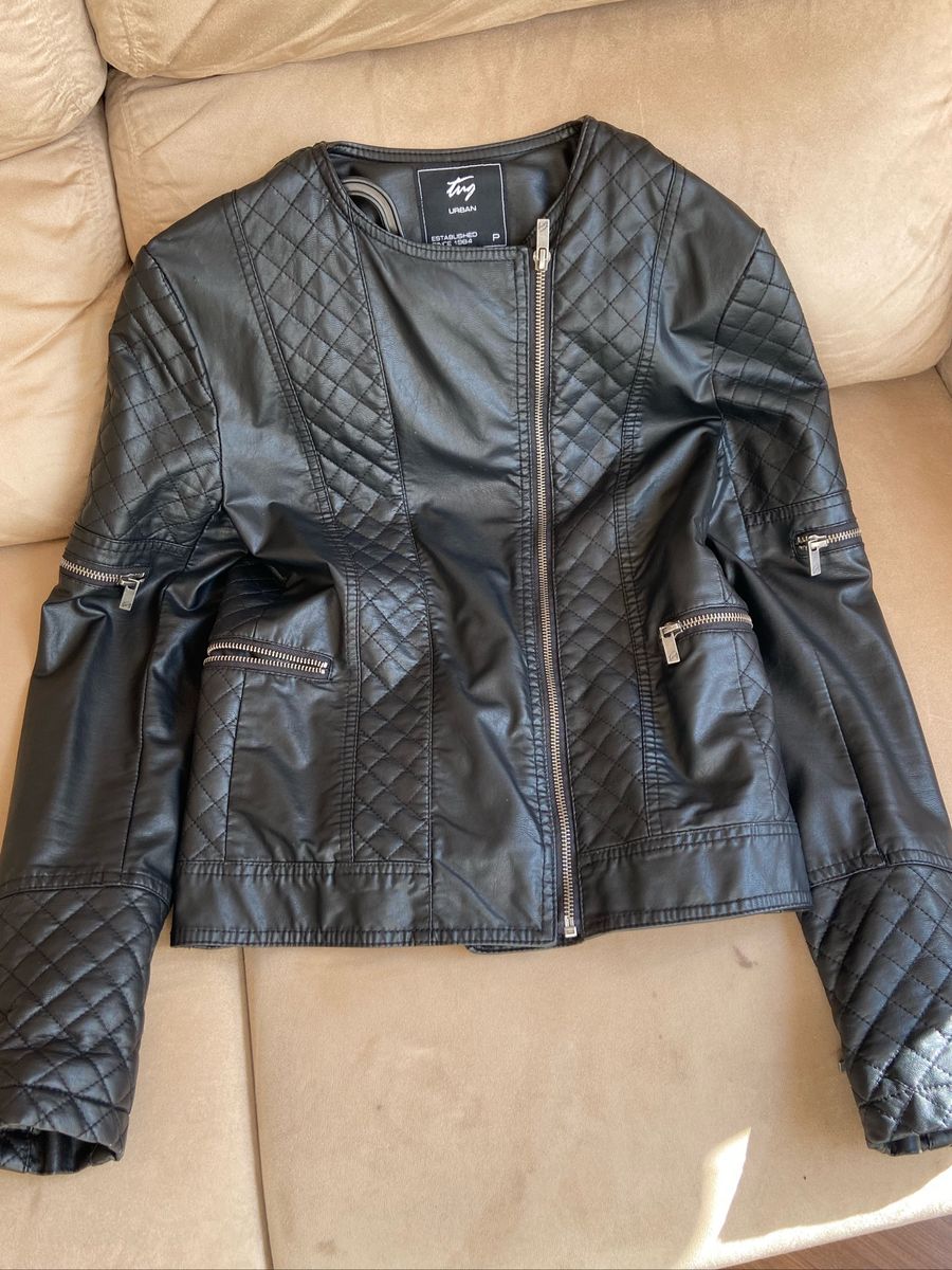 jaqueta de couro feminina tng