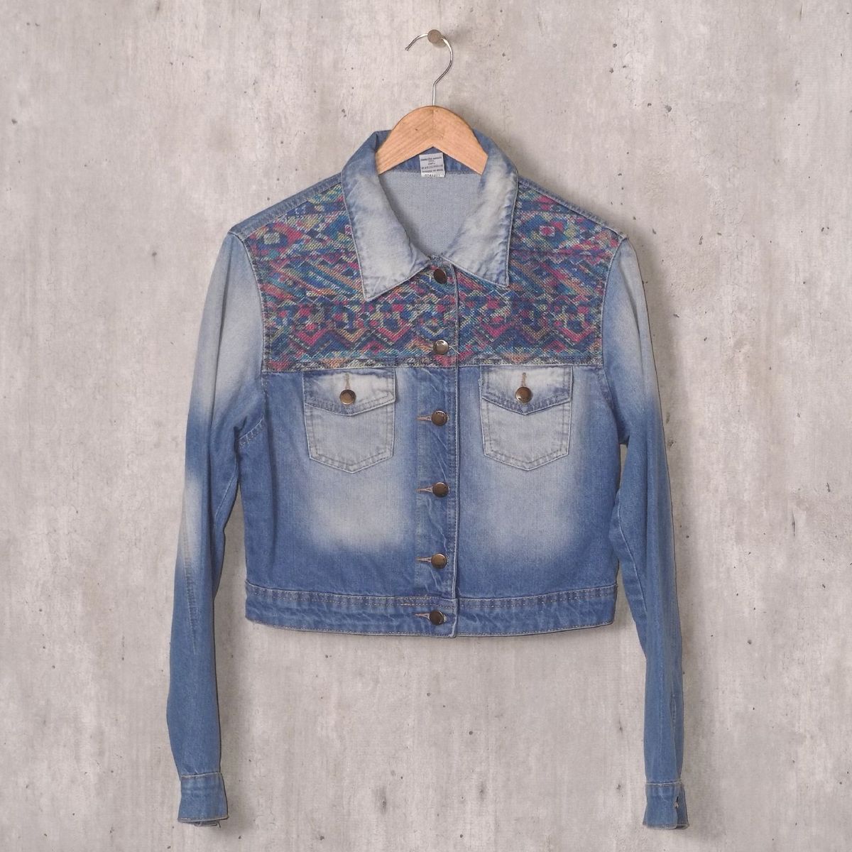 jaqueta jeans etnica